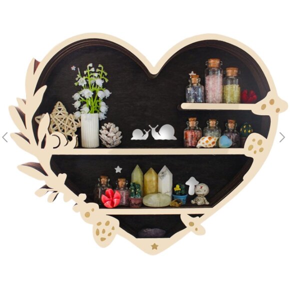 Adorable Mushroom - themed Decor. Wall - mounted Wooden Floating Mushroom Shelf. - Picture 1 of 3
